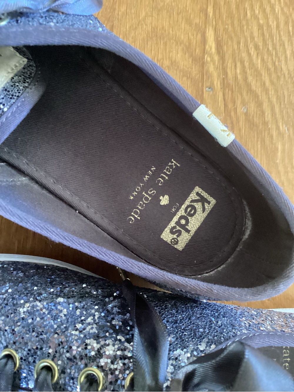 Keds by Kate Spade Navy Glitter Ribbon Lace Sneakers - Picture 5 of 9